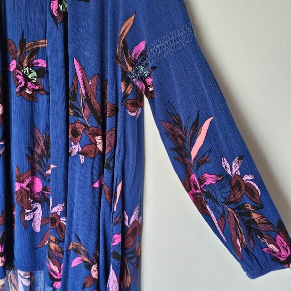 Free People Electric Orchard Blue Mini Tunic Dress S Dark Floral Fairygrunge - Picture 6 of 12